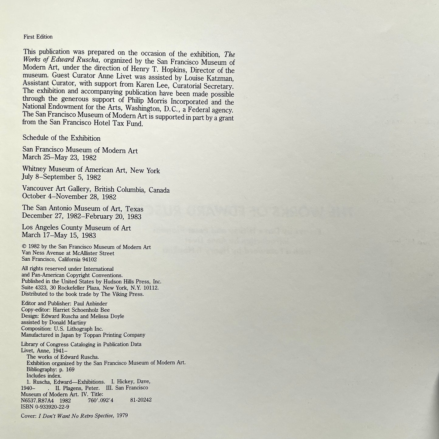 I Don't Want No Retro Spective: The Works of Edward Ruscha