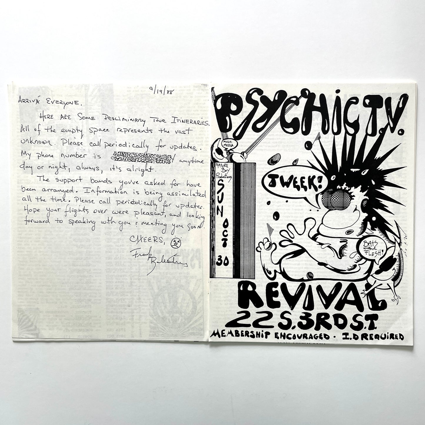 Psychic TV Zine - DeTour 88: Altered States Ov America