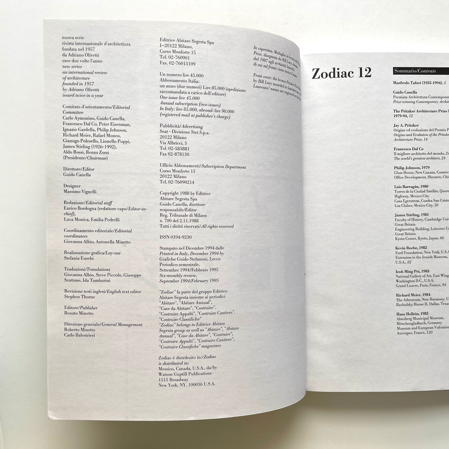 Zodiac Vol. 12 - Pritzker Prize Winners 1979–1994