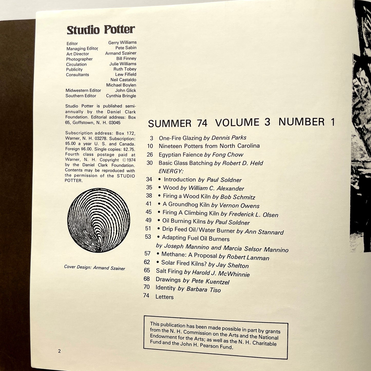 Studio Potter - Summer 1974