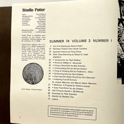 Studio Potter - Summer 1974