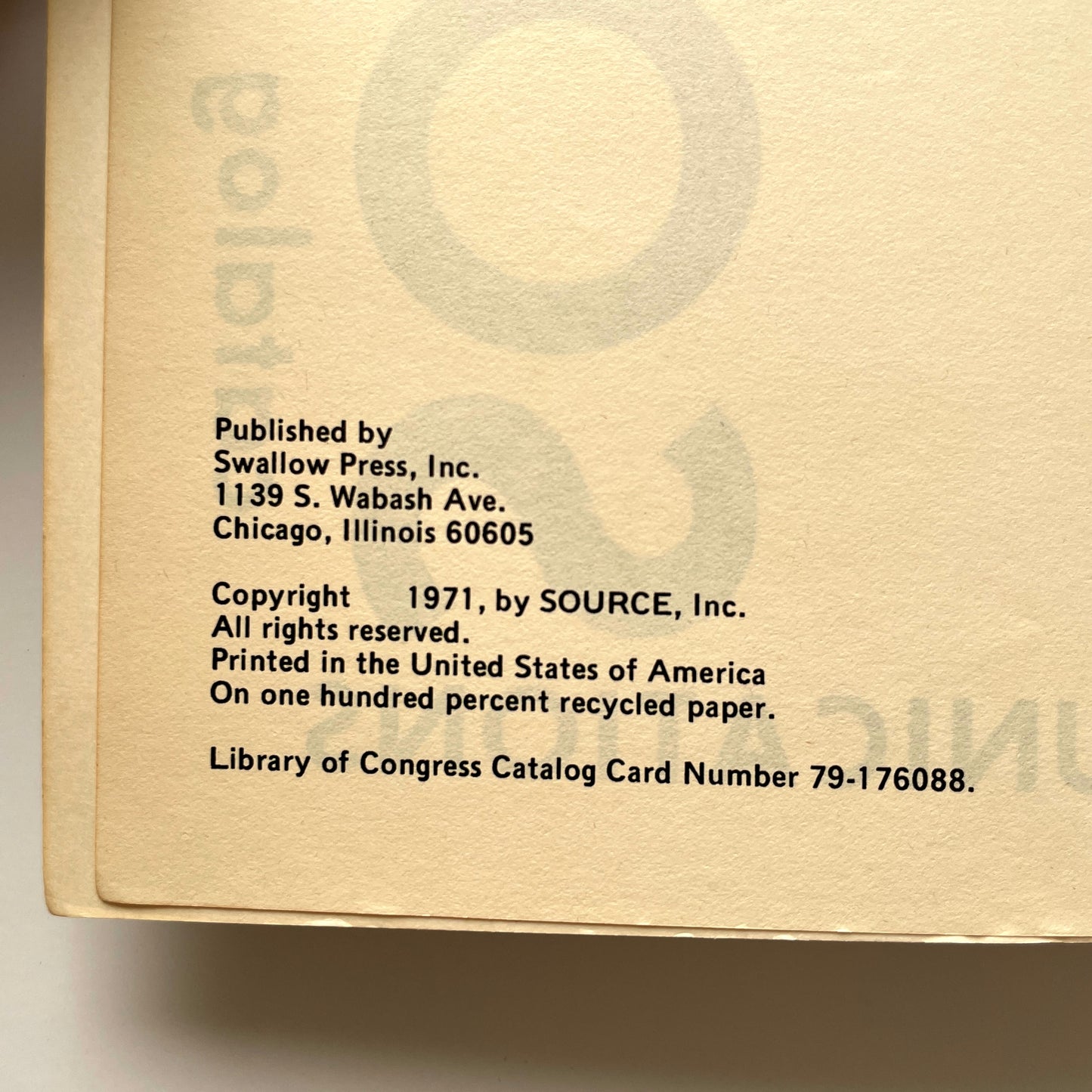 Source Catalog Vol 1: Communications