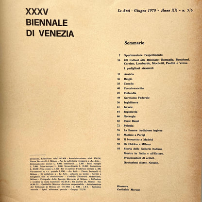 Le Arti Number 5/6 - June 1970 - XXXV Biennale Di Venezia